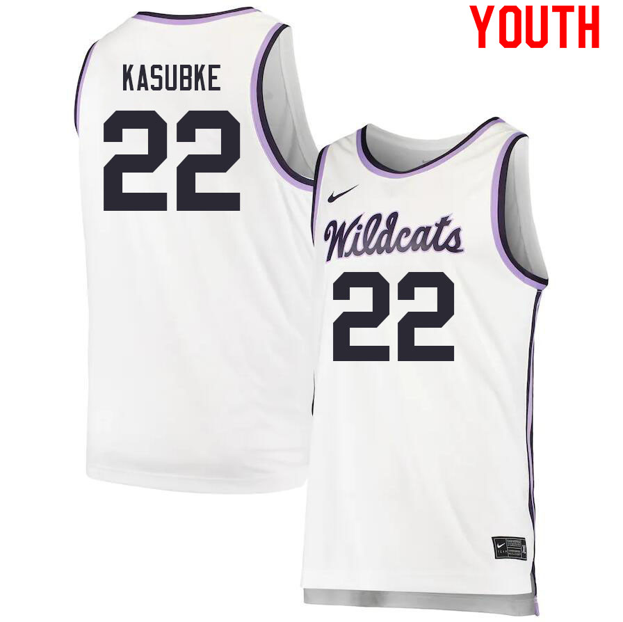 Youth #22 Luke Kasubke Kansas State Wildcats College Basketball Jerseys Sale-White - Click Image to Close